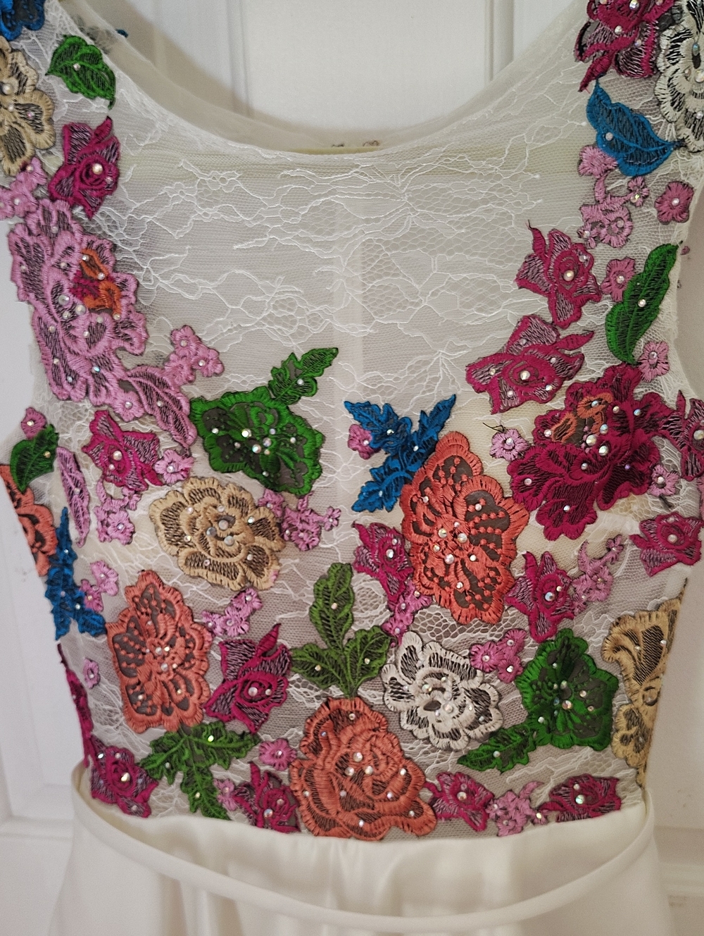 Madison James Sleeveless Lace Floral Bodice Wedding Dress - Picture 8 of 14
